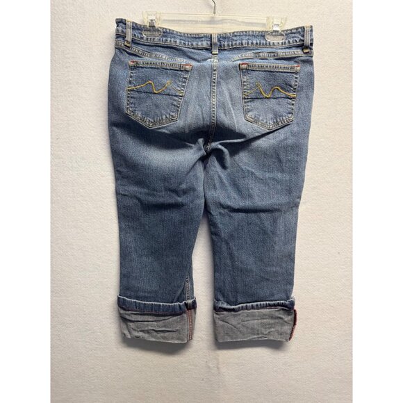 Non Stop Womens Mid-Rise Cuffed Denim Capris Size 9 Jonstop Brand Stretchy Blend - Picture 11 of 11